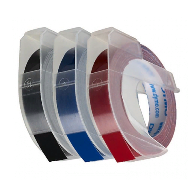 лента для механических принтеров dymo omega, черный/синий/красный, 3 шт