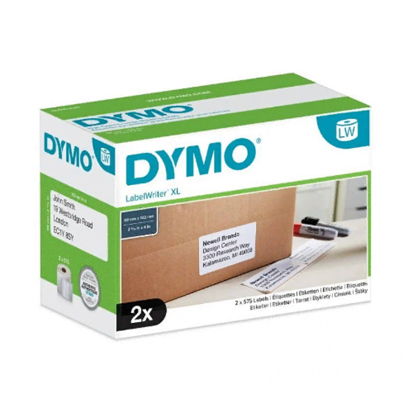 самоклеящаяся термоэтикетка для принтеров dymo label writer 4xl, 102 мм x 59 мм, 575 шт, 2 рулона