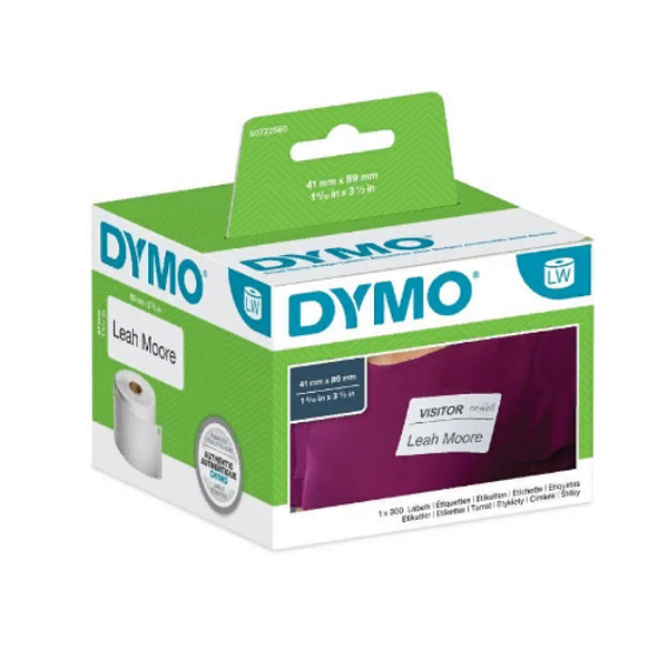самоклеящаяся термоэтикетка для принтеров dymo label writer для бэйджей, белые, 41 мм x 89 мм, 300 шт/рулон