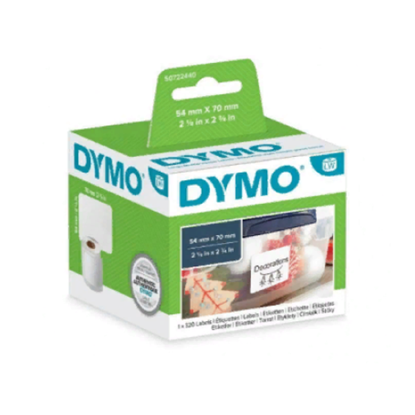 самоклеящаяся термоэтикетка для принтеров dymo label writer, белые, 70 мм х 54 мм, 320 шт/рулон