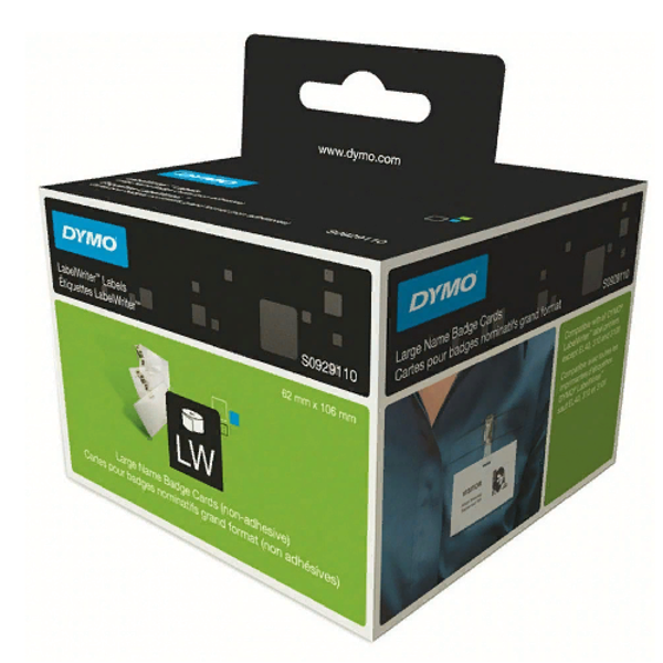 термоэтикетка dymo writer для бэйджей, 106 мм x 62 мм, 250 шт/рулон