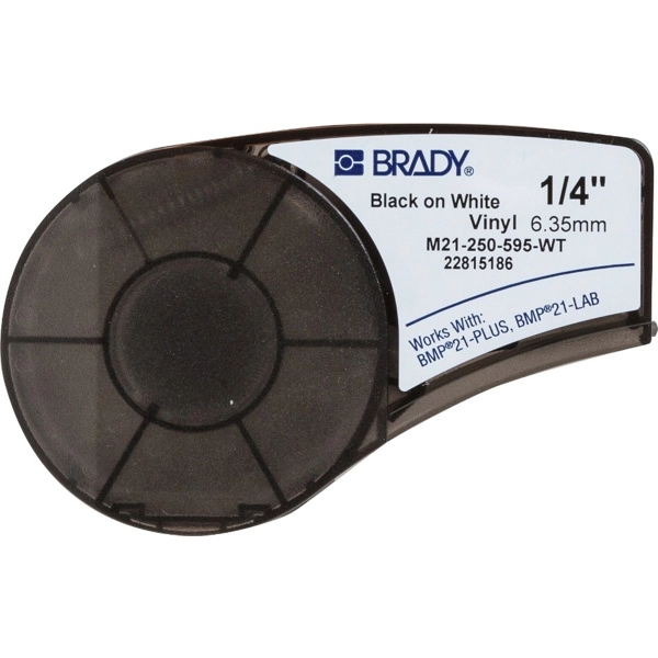 картридж brady m21-250-423 6.35 мм/6.4 м полиэстер, черный на белом