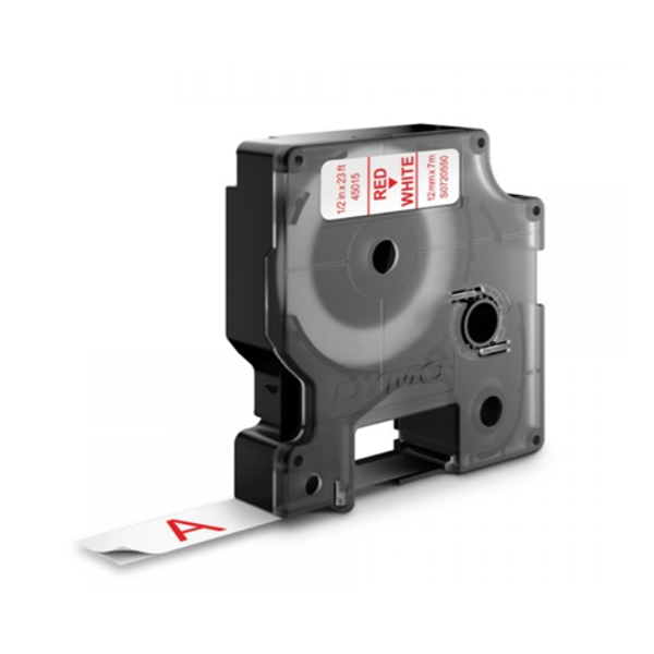 картридж с виниловой лентой d1 для принтеров dymo label manager, красный шрифт, 12 мм х 7 м, белый