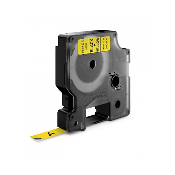 картридж с виниловой лентой d1 для принтеров dymo label manager, черный шрифт, 9 мм х 7 м, желтый