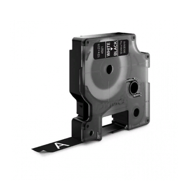 картридж с виниловой лентой d1 для принтеров dymo, белый шрифт, 12 мм х 7 м, черный